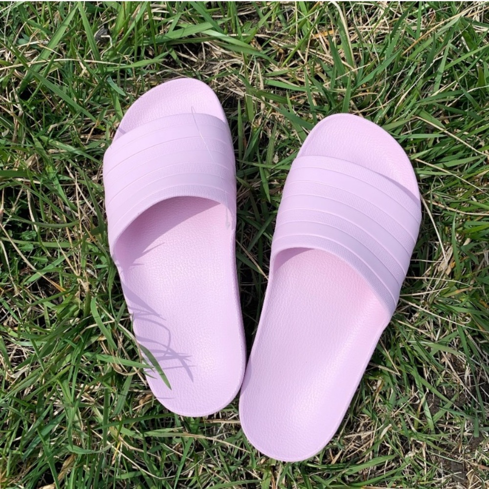 Pink adidas slides